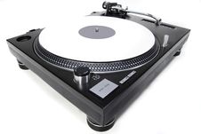 Isolated Turntable With White Vinyl Record Royalty Free Stock Photography
