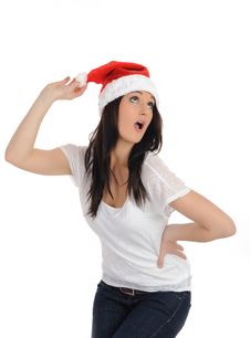Pretty Casual Santa Claus Woman Stock Images