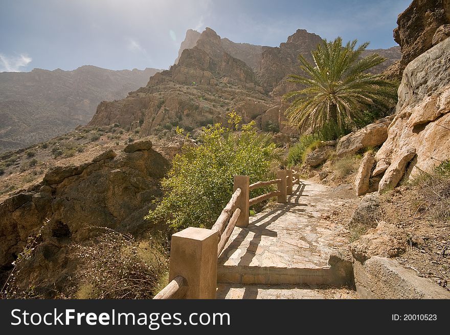 Route in the mountains of Oman. Route in the mountains of Oman