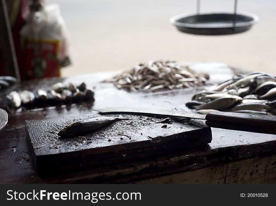 Street fish market in Sri Lanka