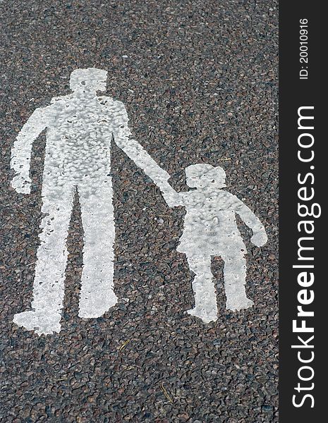 Symbol for pedestrians, father and child, Marker for walkways. Symbol for pedestrians, father and child, Marker for walkways