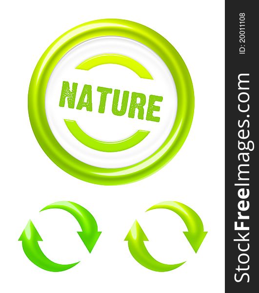 Green and white nature icons isolated over white background