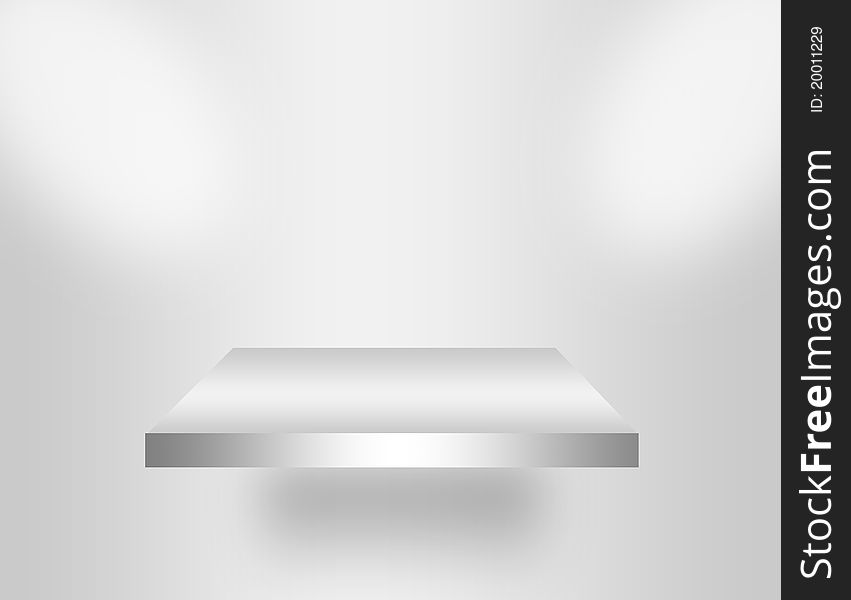 Gray and white blank empty shelf with light.illustration