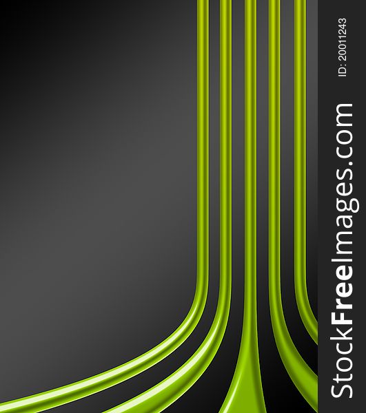 Green metallic  lines over black background.illustration. Green metallic  lines over black background.illustration