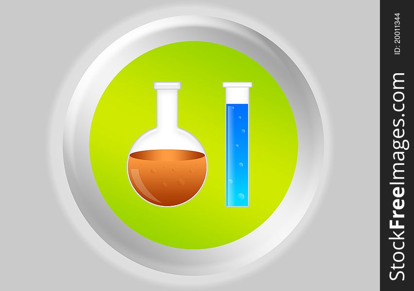 Green, blue, orange and gray test button illustration. Green, blue, orange and gray test button illustration