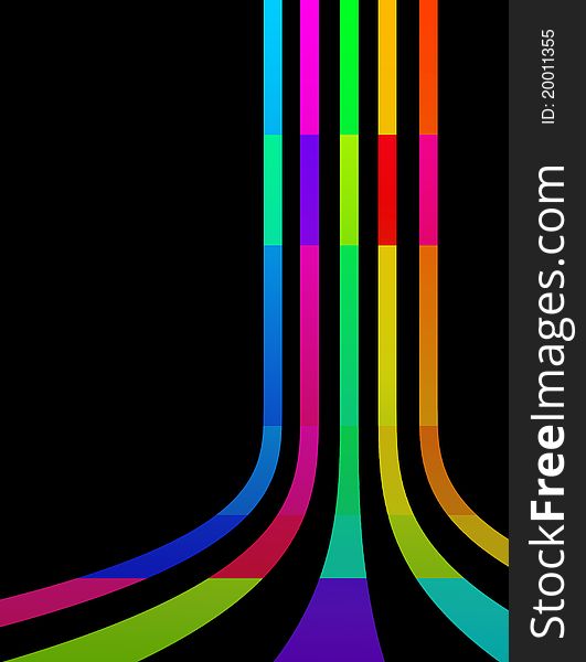 Colored abstract lines over black background.illustration