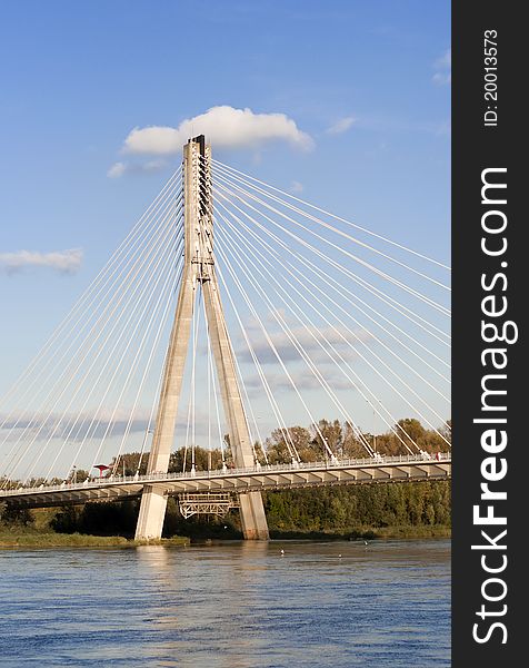 View of modern bridge in Warsaw