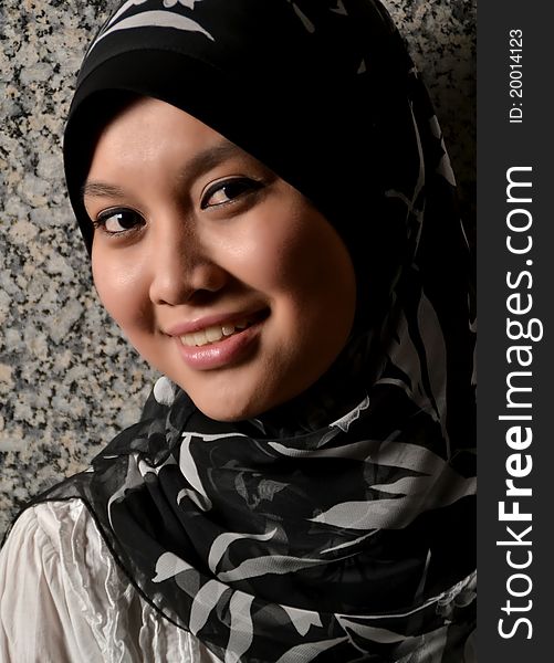 Asian young muslim woman smile portrait. Asian young muslim woman smile portrait