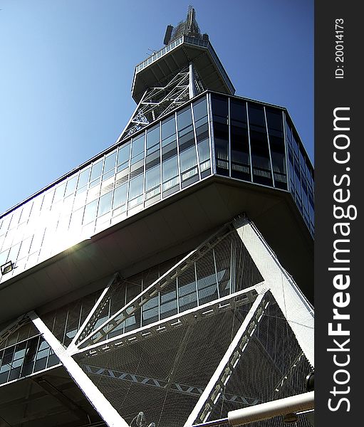 A modern communication tower in Nagoya, Japan