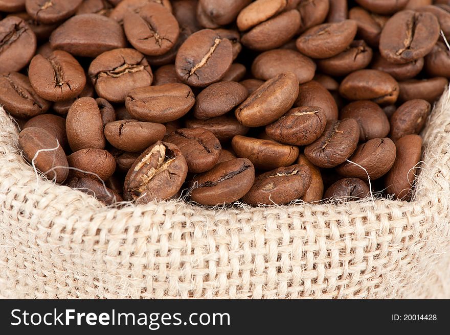 Coffee Beans in a Bag closeup