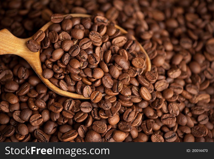 Background of Coffee beans close up