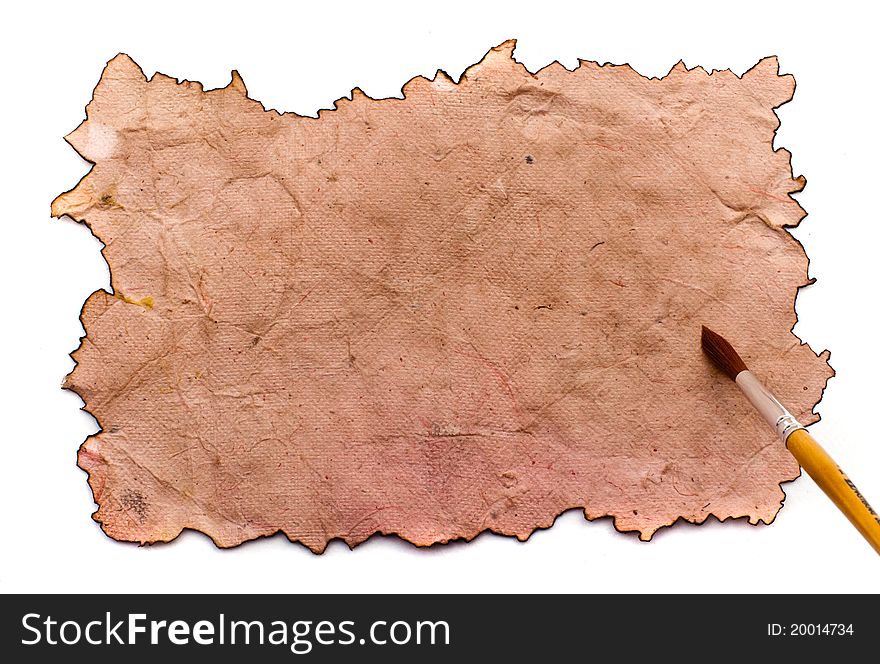 Grunge vintage old paper background with paint brush. Grunge vintage old paper background with paint brush