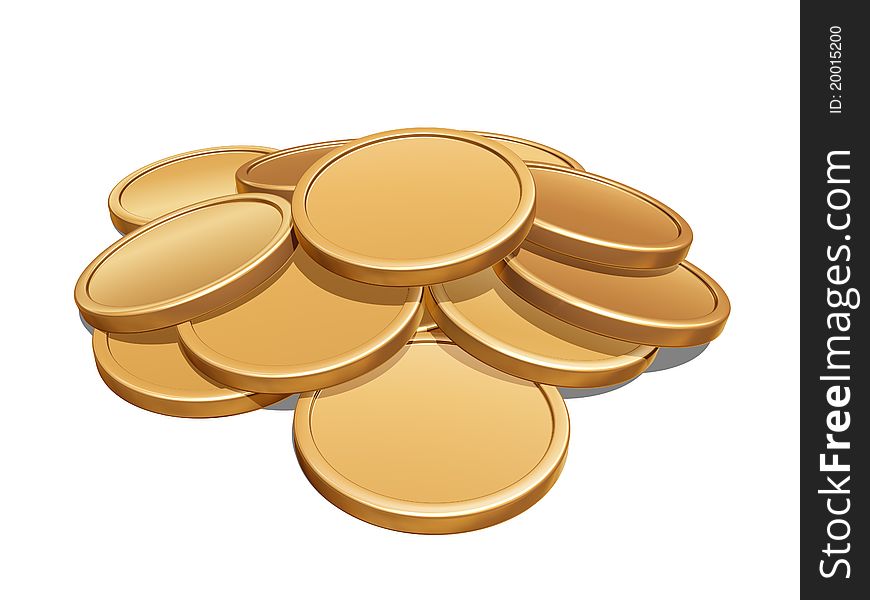 3d illustration of bunch of gold coins