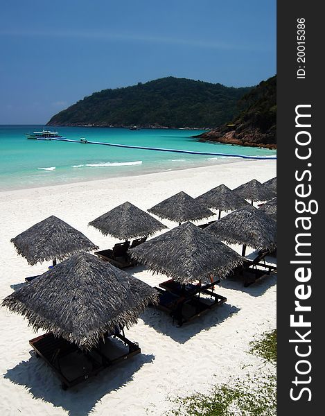 Tropical Paradise Huts along the sandy white beaches of Redang Island, Malaysia