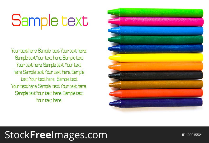 Wax color crayons isolated over white backgrond