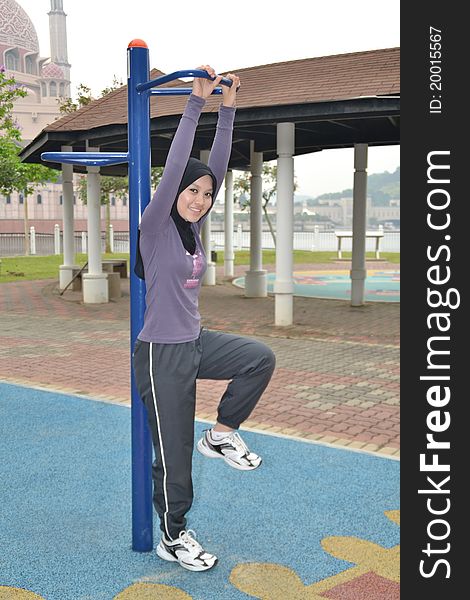 Young woman doing exercises