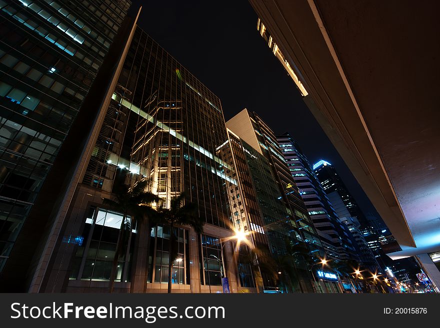 Night scenes of shenton way, the financial center of singapore. Night scenes of shenton way, the financial center of singapore