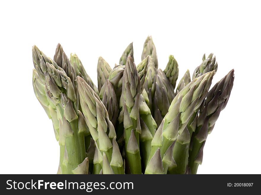 Asparagus spikes, isolated on white