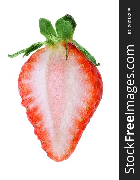 Halved strawberry isolated on white