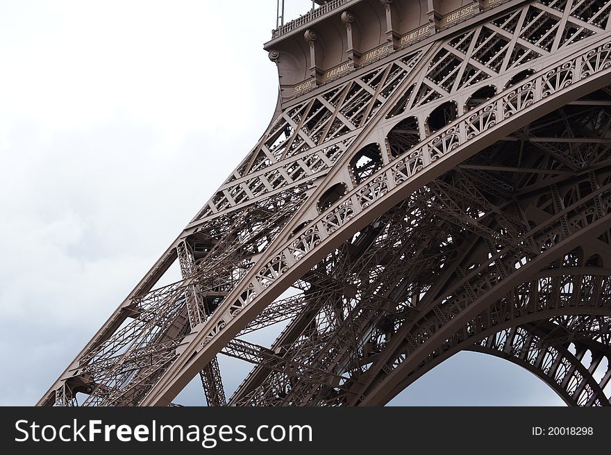 Eiffel Tower iron construction bracing in Paris