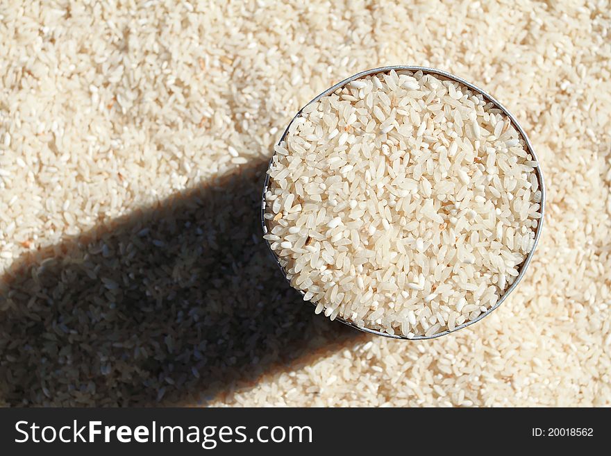 Close up of rice on floor