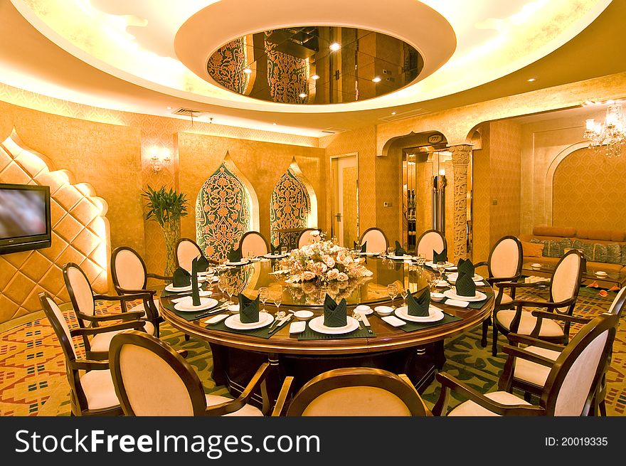 Interior of an ultra modern fine dining Chinese cuisine restaurant. Interior of an ultra modern fine dining Chinese cuisine restaurant