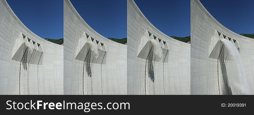 Water on dam's wall