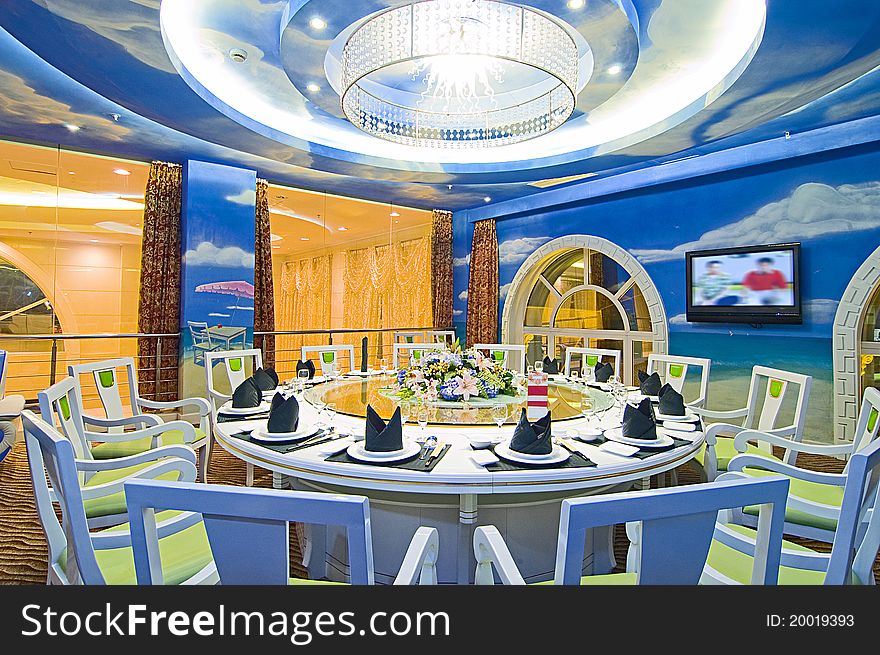 Interior of an ultra modern fine dining Chinese cuisine restaurant. Interior of an ultra modern fine dining Chinese cuisine restaurant