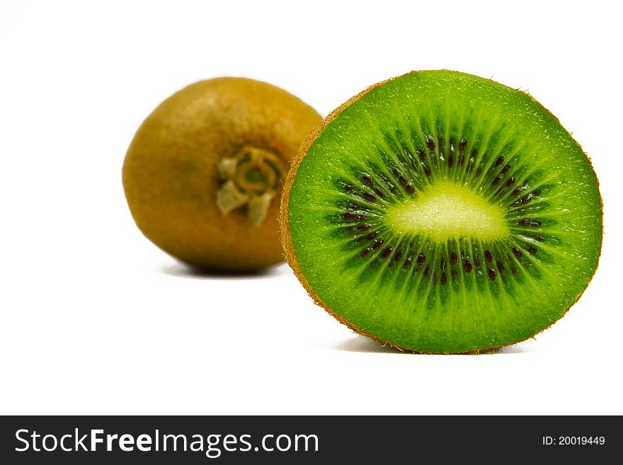 Kiwi cut in the foreground. Kiwi cut in the foreground