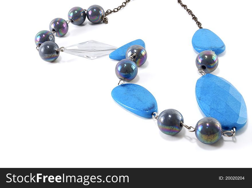Necklace closeup isolated on white background