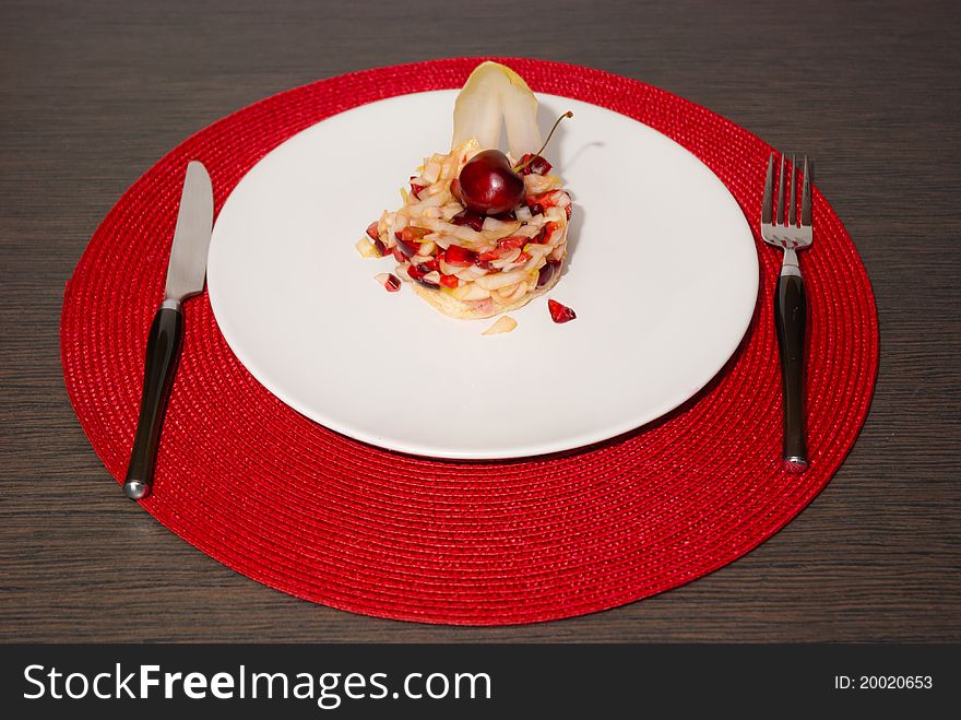 Composition Of Cherries And Belgian Endive