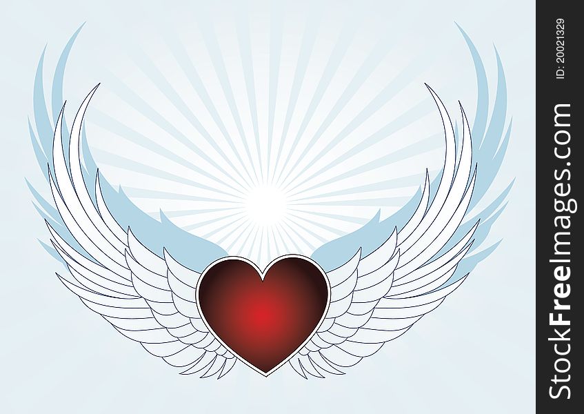 Background with heart and wings