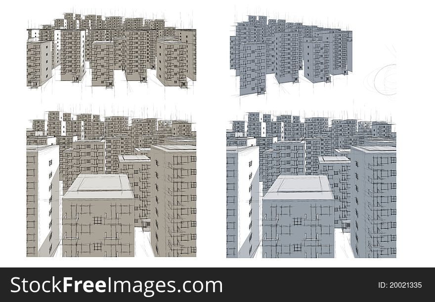 Big housing estate in different styles