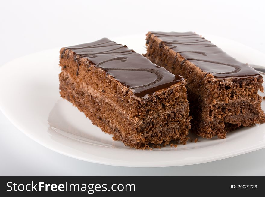 Chocolate cake on a plate