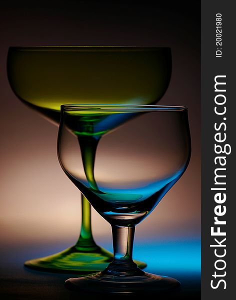 Two coloured glass with background. Two coloured glass with background.