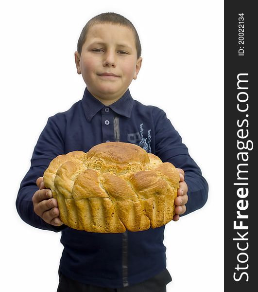 Loaf of  bread in a child's hands