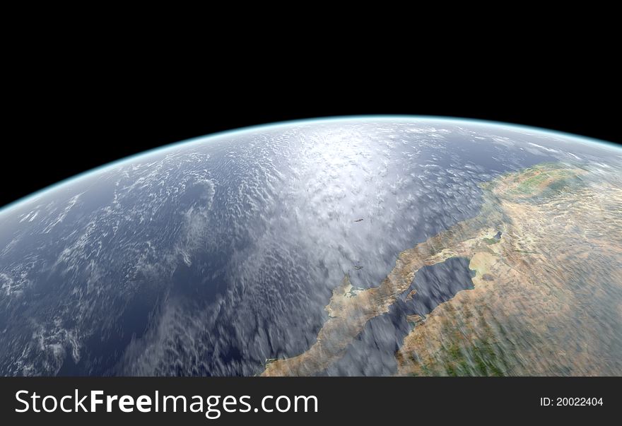 Close-up 3D rendering of Earth globe. Textures NASA. Close-up 3D rendering of Earth globe. Textures NASA.