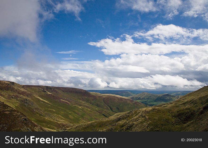 On Sunday day looking down the vally to Edale from the top of Kinder Scout. On Sunday day looking down the vally to Edale from the top of Kinder Scout