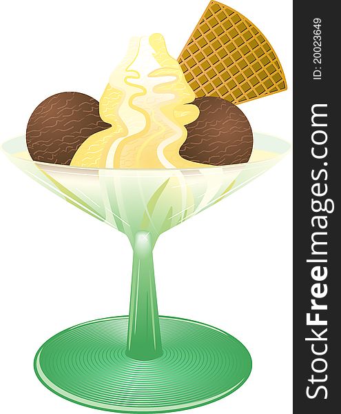 Realistic ice cream in glass with biscuit,for your business.Eps8