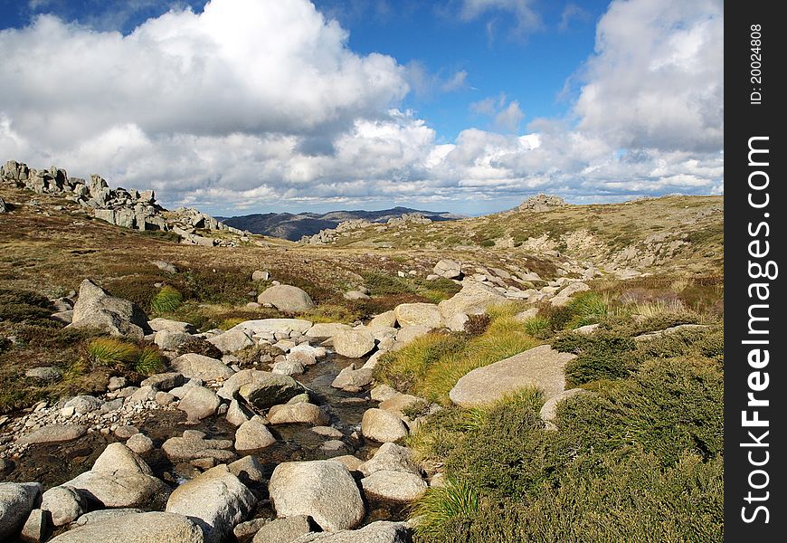 The mountain creek among stones, Australian Alps