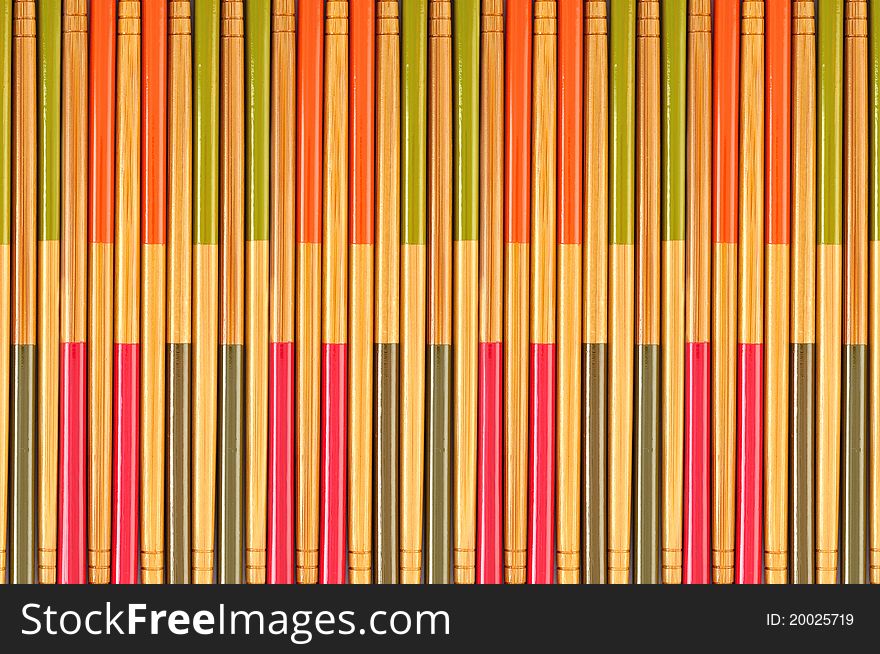 Decorative texture of bamboo chopsticks, collection