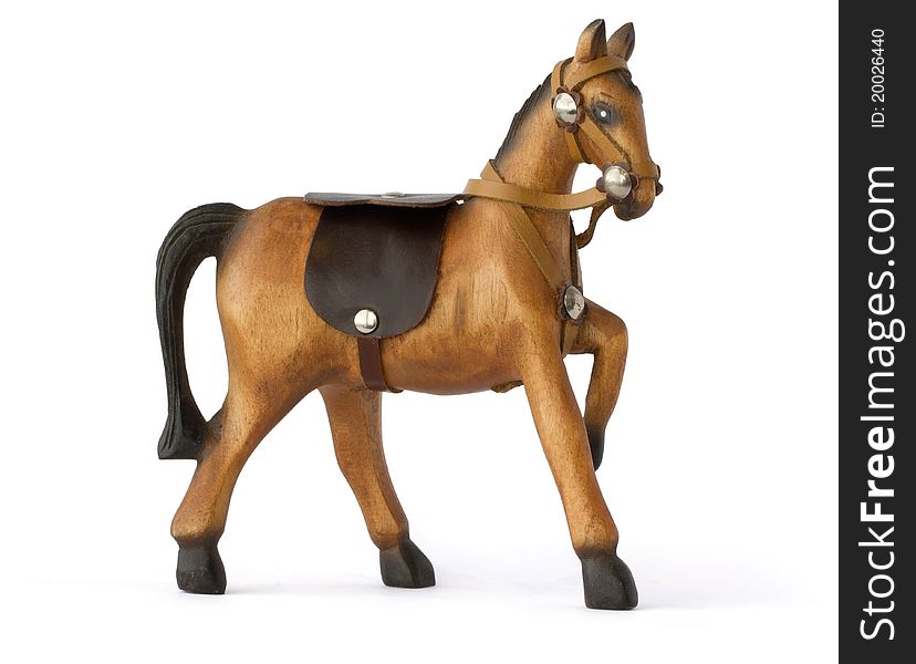 Brown wooden horse on white background