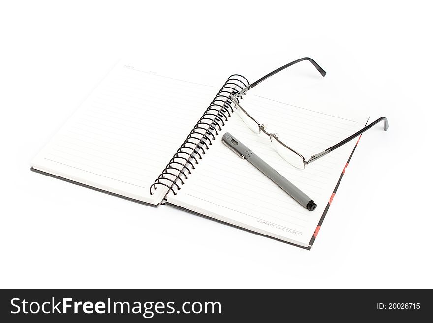 Stationery isolated on white background.