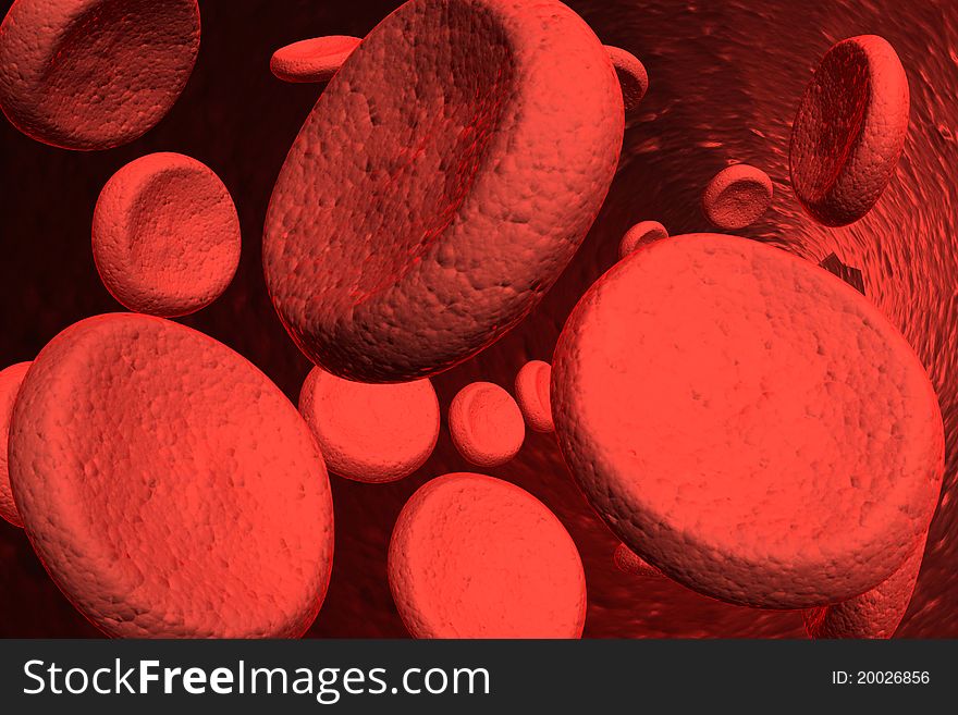 3d Blood cells in abstract medical background