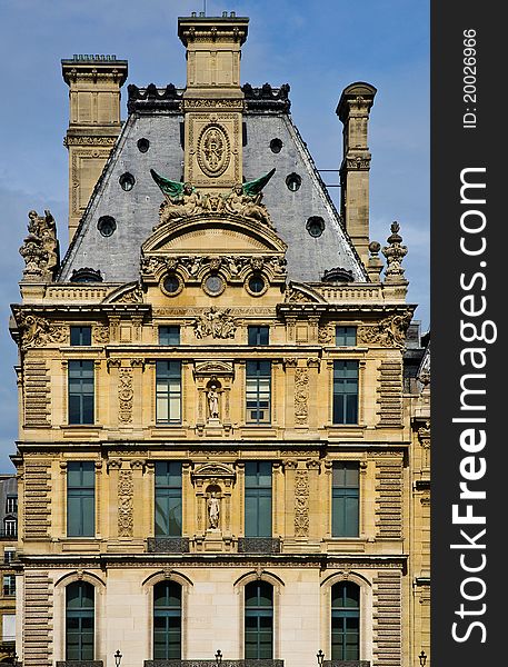 Front of an attractive old building at the Louvre, Paris. Front of an attractive old building at the Louvre, Paris
