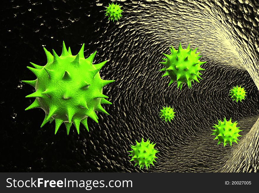 Digital illustration of 3d virus