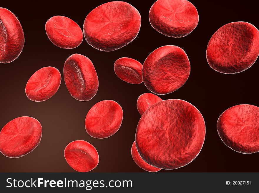 Digital illustration of streaming blood cells