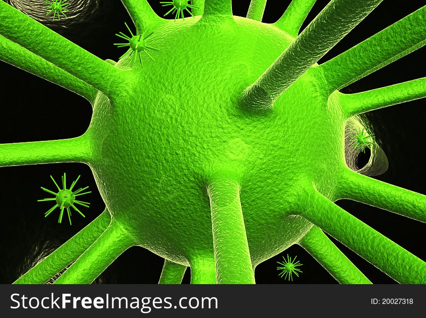 Digital illustration of Virus 3d