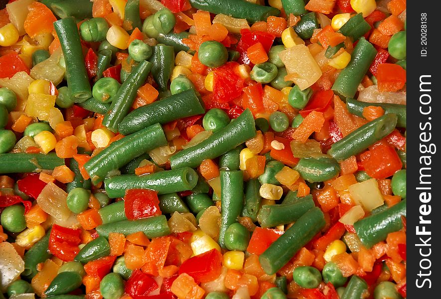 Colorful mix of cooked vegetable