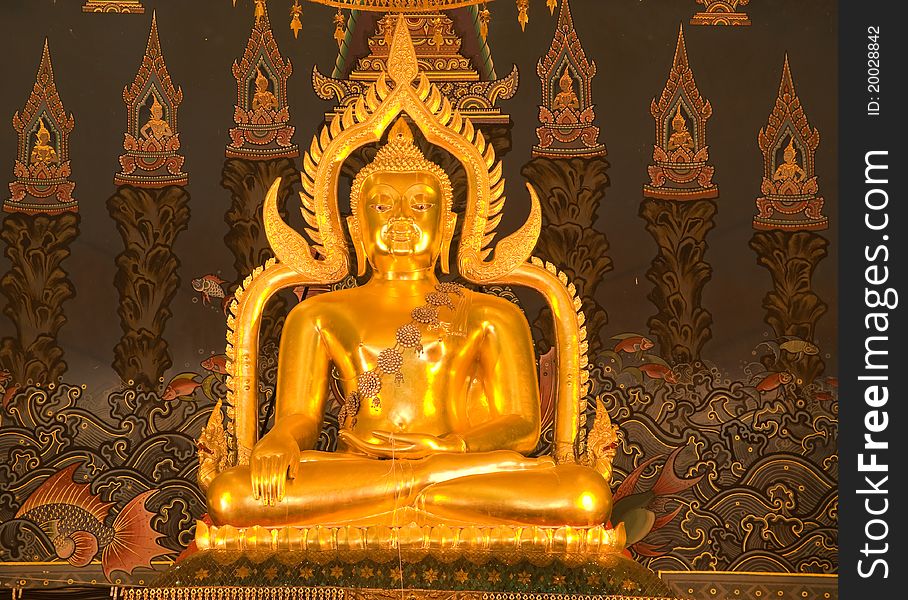 Famous image of buddha at Wat Tha Luang Phichit province Thailand